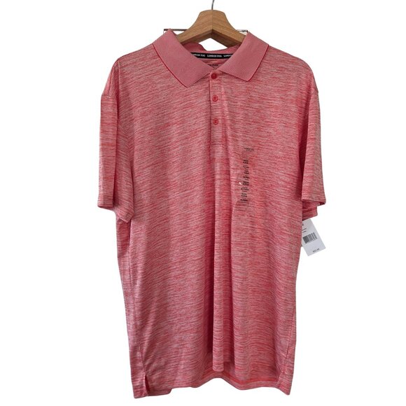 F.O.G. By London Fog Men's XL | L Polo Short Sleeve Shirt Coral Outerspace - Picture 2 of 8